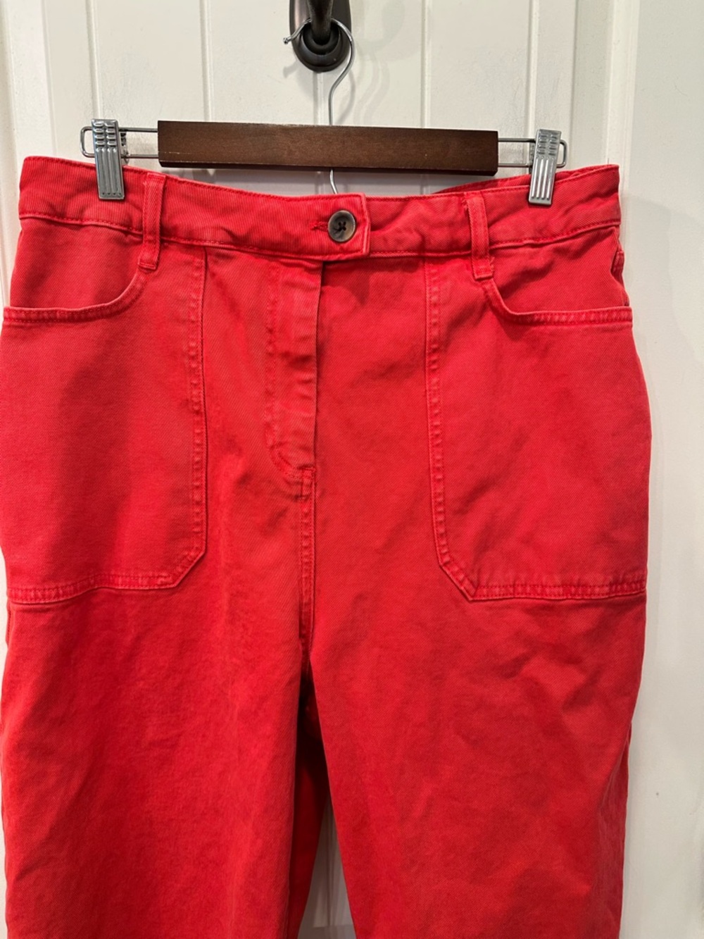 Boden Red High Waist Wide Leg Utility Cropped Pants Sz US 12R - Picture 3 of 4